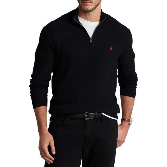 Polo Ralph Lauren Men’s Black Pullover Sweater with Black Logo – Size L - Picture 1 of 11
